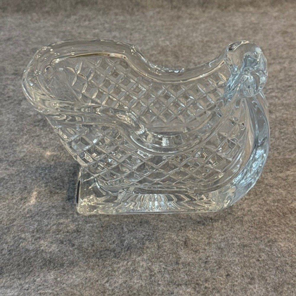 Lead Crystal Sleigh Dish OS Clear Excellent 24% Lead Made in USA Holiday decor